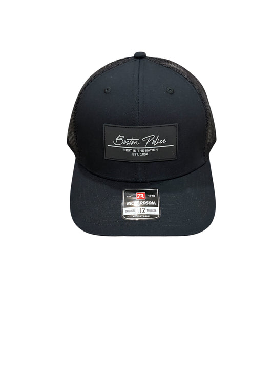 Boston Police "First in the Nation" Black Trucker Hat