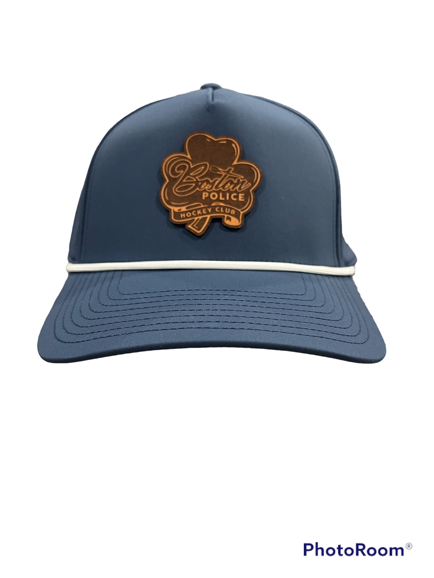 Branded Bills Curved Blue Hockey Club Leather Shamrock Rope Hat