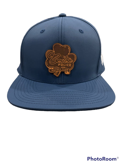 Branded Bills Flat Blue Hockey Club Leather Shamrock Hat