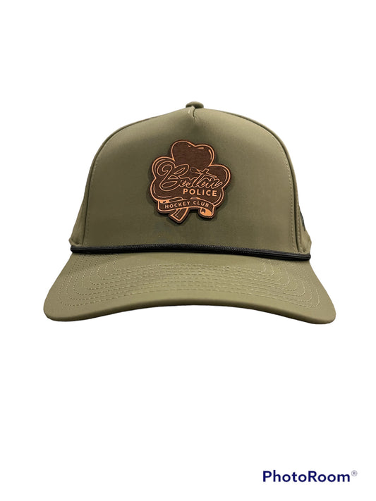 Branded Bills Curved Green Hockey Club Leather Shamrock Rope Hat