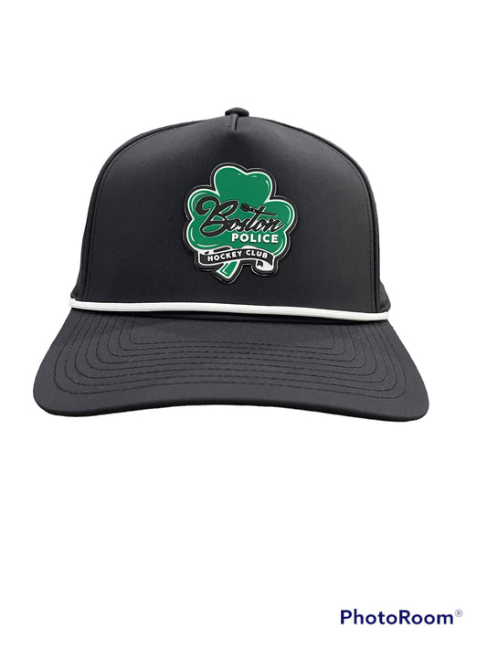 Branded Bills Curved Black Hockey Club Rubber Shamrock Rope Hat