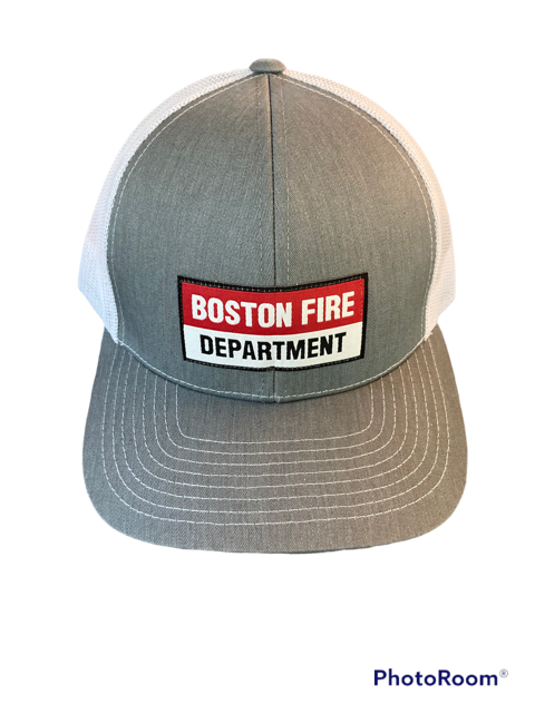 Grey and Red Boston Fire Hat
